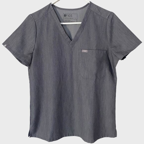 Figs Catarina One-Pocket Scrub Top Size Small Graphite Gray V-Neck Short-Sleeve - Picture 1 of 12